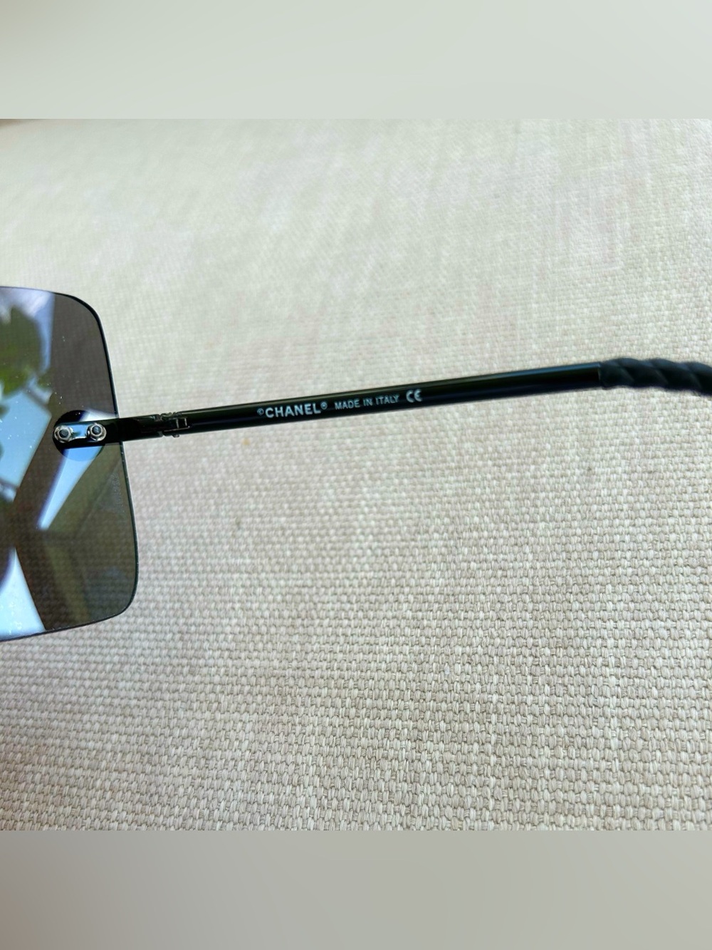 Authentic 90’s VINTAGE CHANEL Rimless Square Sunglasses in Black Gradient - Picture 11 of 15